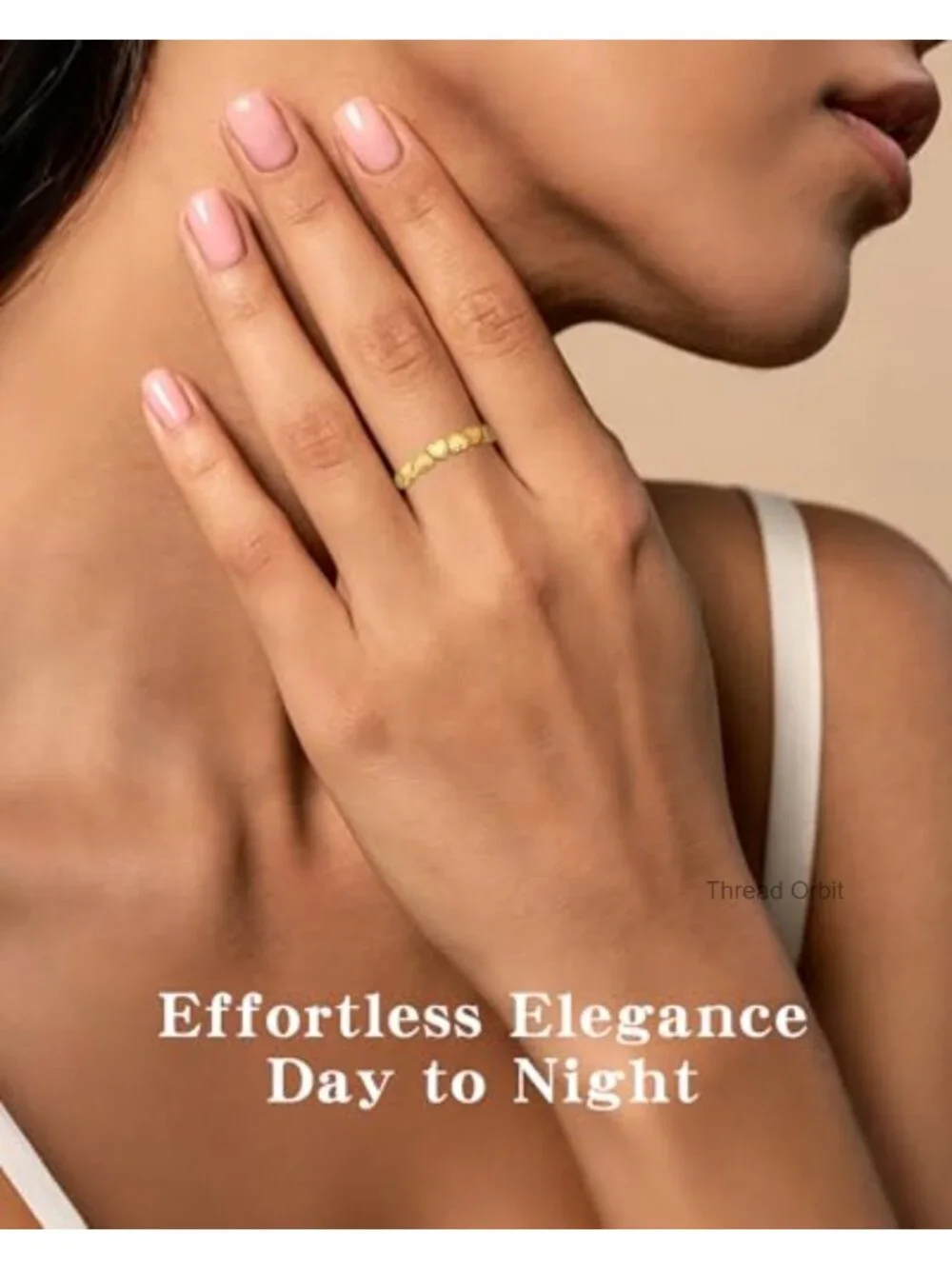 14K Gold Plated Stainless Steel Heart Ring Promise Stackable Ring Size 5-9